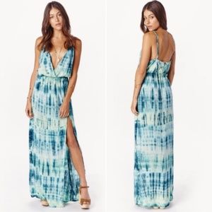 Blue Life High Tide Maxi Dress Green Tie Dye Small